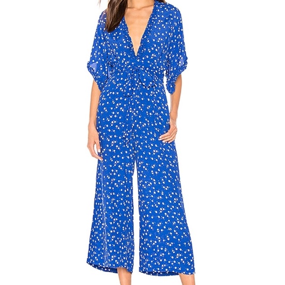Faithfull the Brand Pants - La Villa Jumpsuit in Cobalt Betina Floral